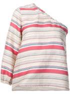 Tanya Taylor Striped One Shoulder Top