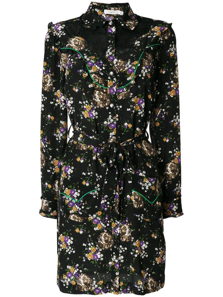 Coach Dog And Floral Print Shirt Dress - Multicolour