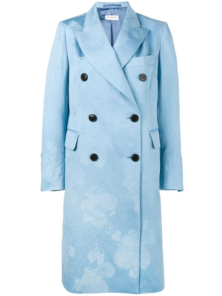 Dries Van Noten Renier Double Breasted Coat, Women's, Size: 36, Blue, Cotton/linen/flax