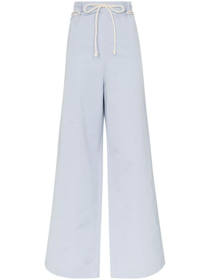 Ambush Rope-fastening Wide-leg Cotton Trousers - Blue