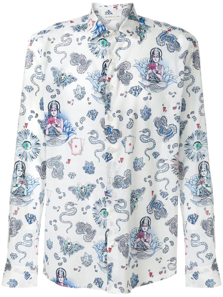 Etro Snake Butterfly Print Shirt - White