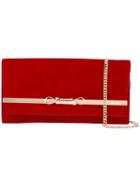 Jimmy Choo Gold-tone Chain Clutch, Women's, Red, Calf Leather