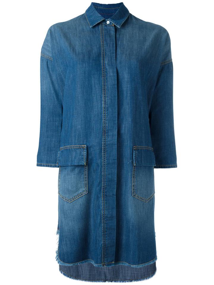 Twin-set Denim Shirt Dress, Women's, Size: Large, Blue, Cotton/lyocell