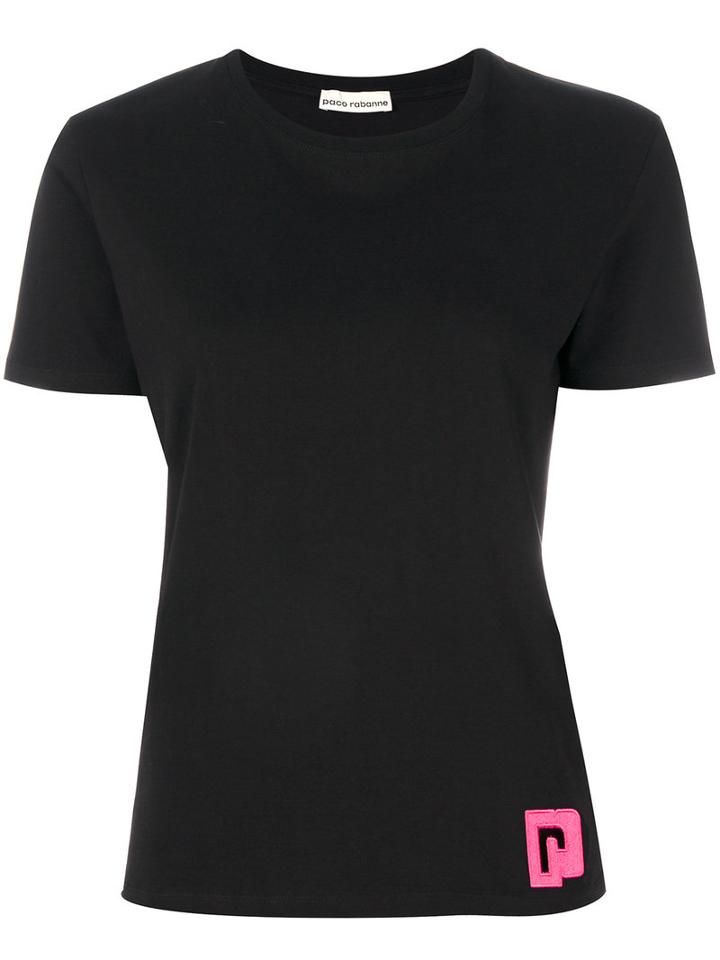 Paco Rabanne - Logo Embroidered T-shirt - Women - Cotton - M, Black, Cotton