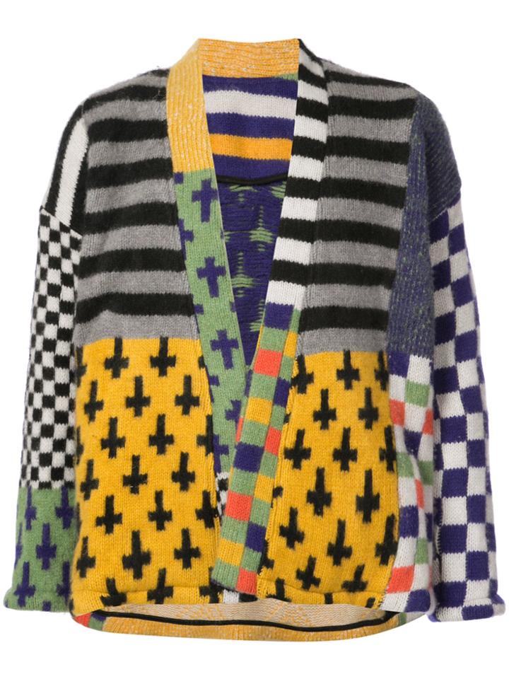 The Elder Statesman Crazy Patchwork Short Kimono Cardigan -