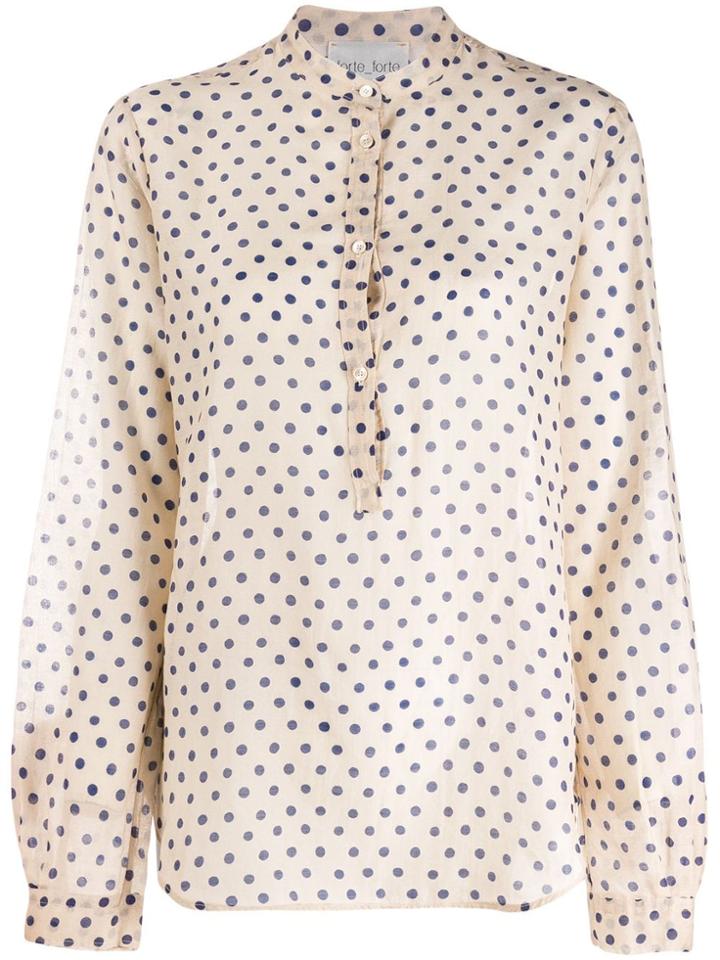 Forte Forte Dotted Band Collar Shirt - Neutrals