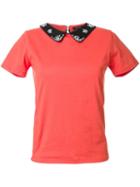Loveless Embellished Collar T-shirt, Women's, Size: 36, Yellow/orange, Cotton