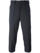 Neil Barrett Cropped Tailored Trousers, Men's, Size: 46, Grey, Polyester/virgin Wool/spandex/elastane/cotton