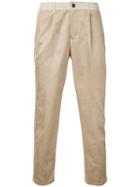 Estnation - Pleated Detail Cropped Trousers - Men - Cotton - S, Brown, Cotton