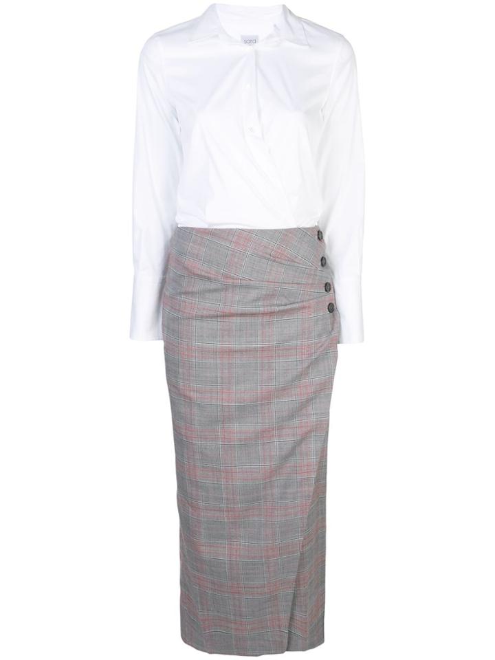 Sara Roka Side Button Dress - White