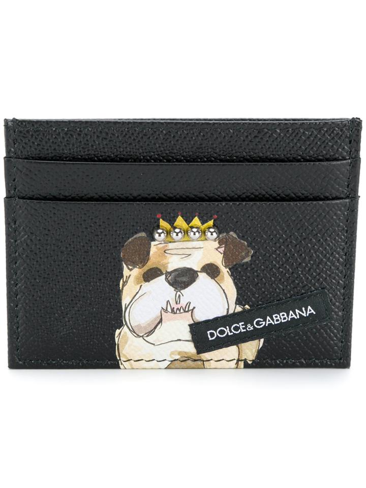 Dolce & Gabbana Crowned Dog Cardholder - Black