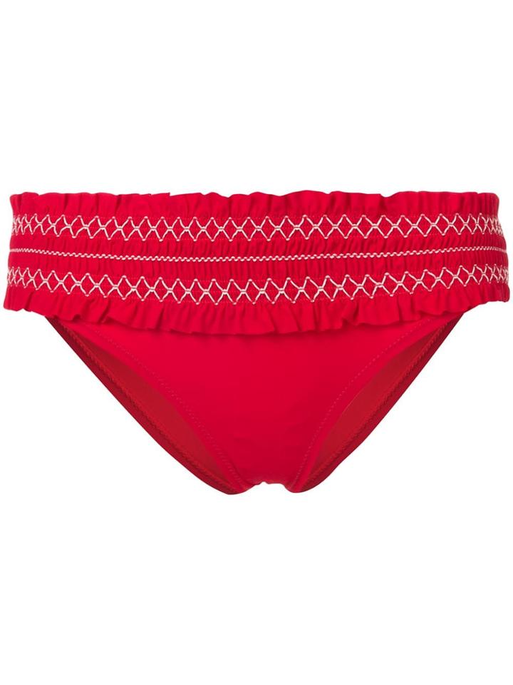 Tory Burch Ruffled Bikini Bottoms - Red