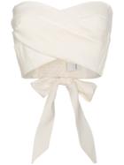 Nanushka Wrap Crop Top With Bow Detail - Nude & Neutrals