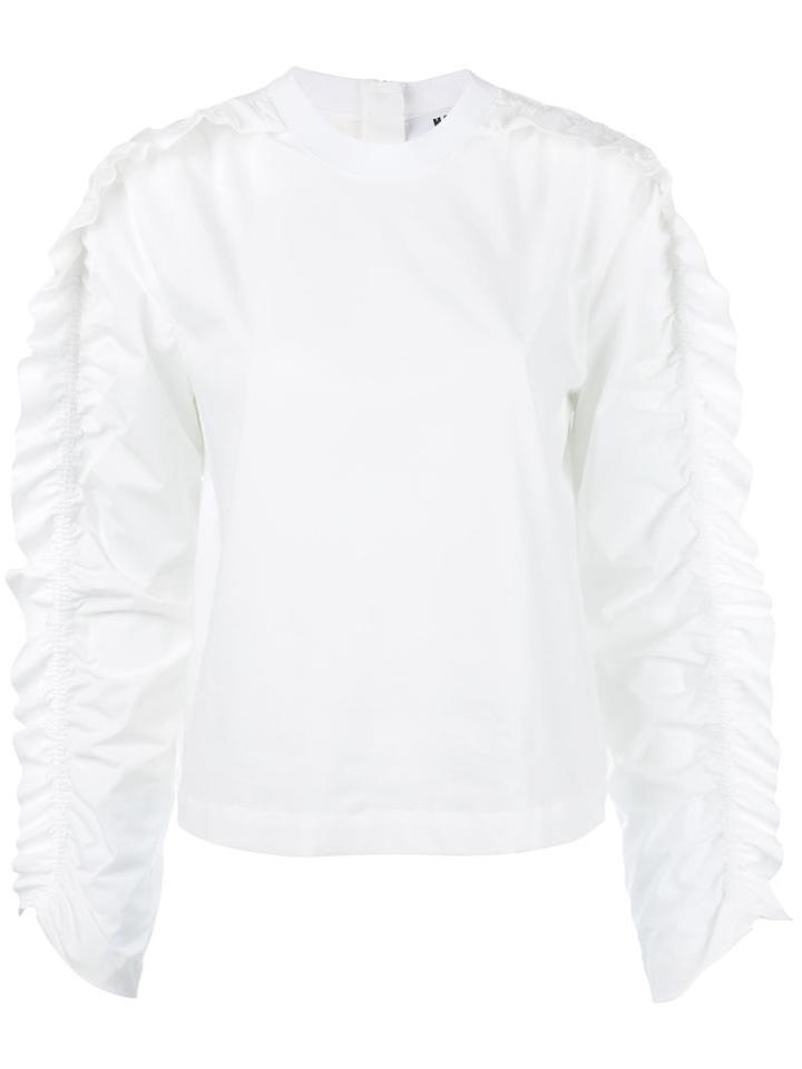 Msgm Frilled Sweatshirt, Women's, Size: 44, White, Cotton/polyurethane/spandex/elastane