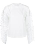 Msgm Frilled Sweatshirt, Women's, Size: 44, White, Cotton/polyurethane/spandex/elastane