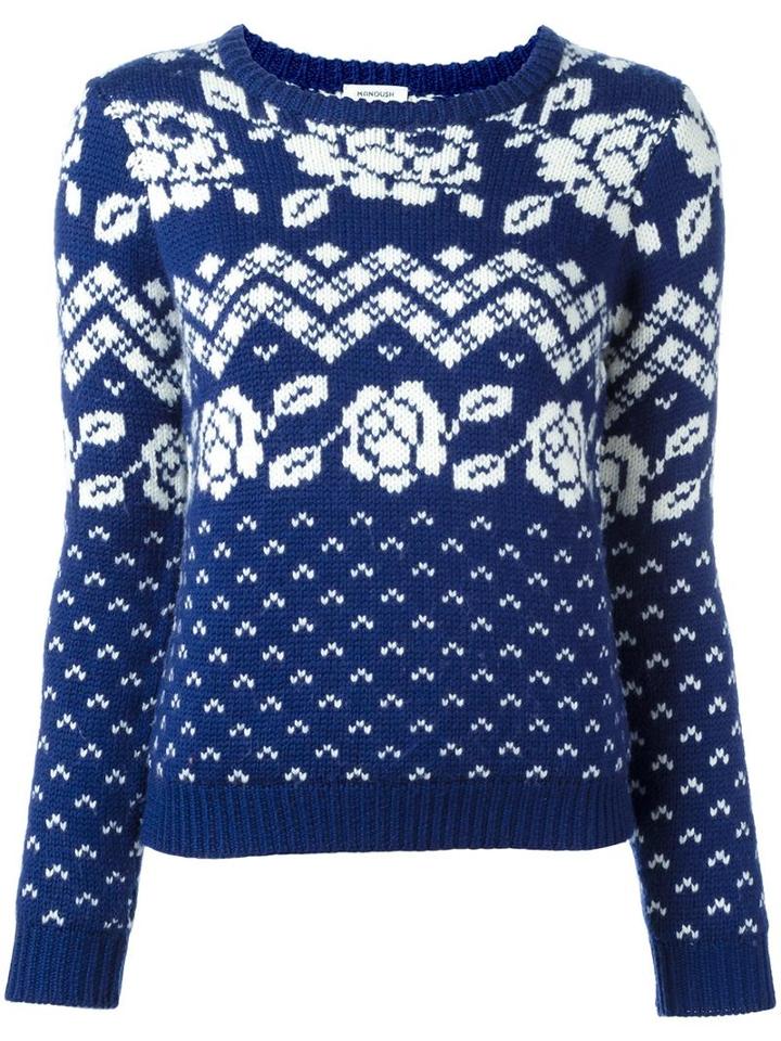 Manoush 'norway' Fair Isle Knit Jumper, Women's, Size: Large, Blue, Merino