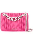 Miu Miu Matelassé Chain Shoulder Bag, Women's, Pink/purple, Calf Leather