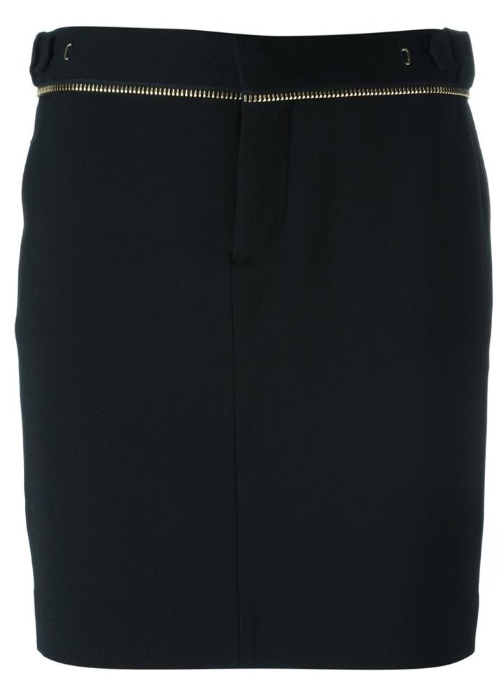 Dsquared2 Zip Trim Pencil Skirt, Women's, Size: 40, Black, Polyester/spandex/elastane/viscose/virgin Wool