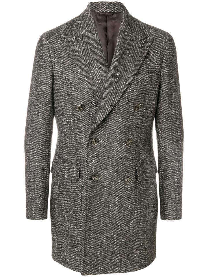 Barba Herringbone Coat - Brown