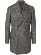 Barba Herringbone Coat - Brown