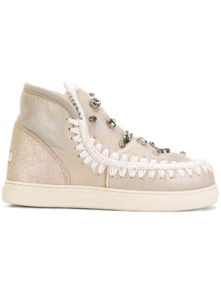 Mou Embellished Mini Eskimo Sneakers - Neutrals