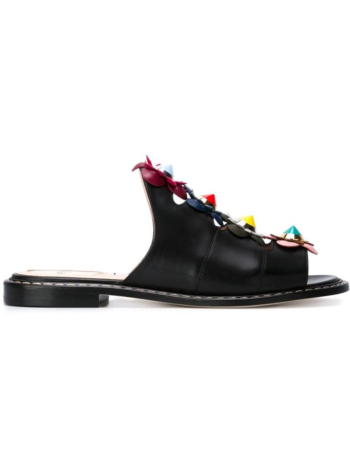 Fendi Flower Appliqué Sandals