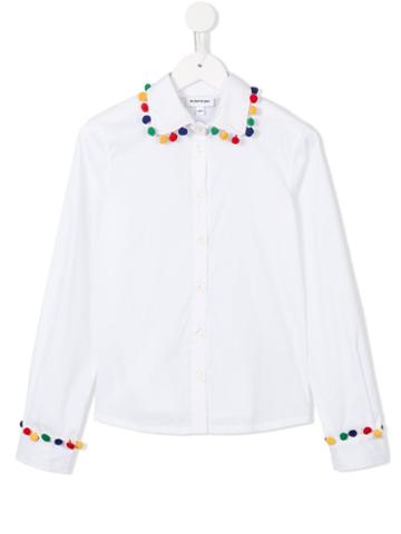 Au Jour Le Jour Kids Pom-pom Trim Shirt, Girl's, Size: 10 Yrs, White