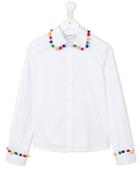 Au Jour Le Jour Kids Pom-pom Trim Shirt, Girl's, Size: 10 Yrs, White
