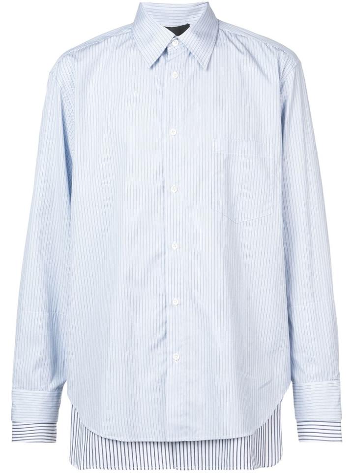 3.1 Phillip Lim Ls Striped Double Layered Buttondown - Blue
