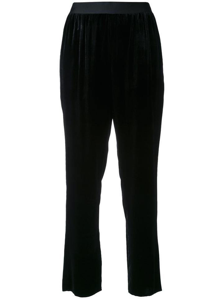 Ms Min Velvet Cropped Trousers, Women's, Size: 6, Black, Silk/viscose