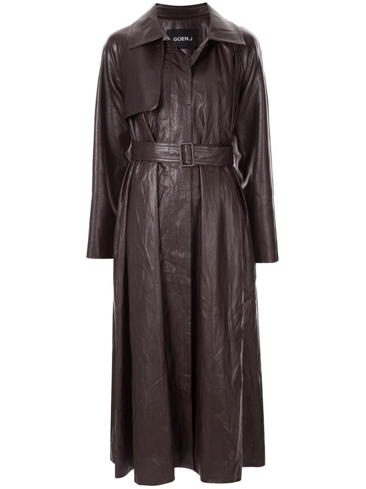 Goen.j Vintage Croc-effect Trench Coat - Brown