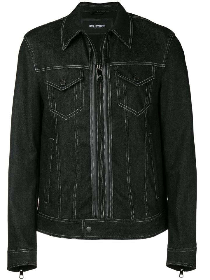 Neil Barrett Zipped Denim Jacket - Black