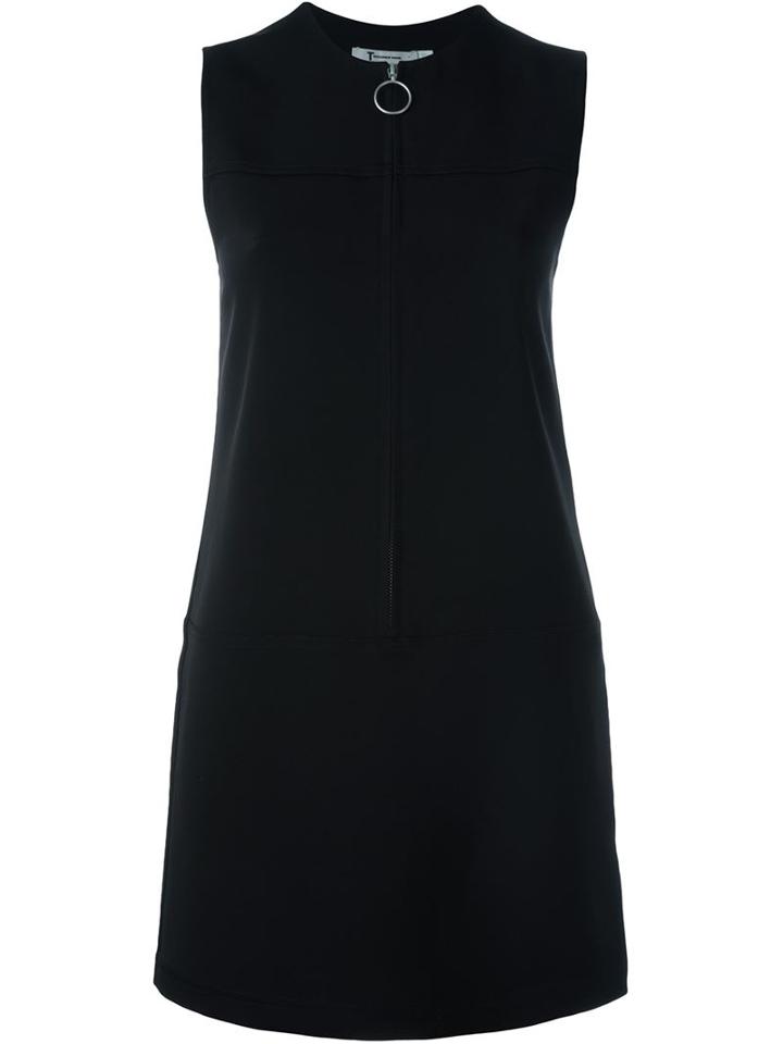 T By Alexander Wang Front Zip Mini Dress, Women's, Size: 8, Black, Polyester/triacetate