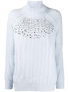 Be Blumarine Embellished Knit Sweater - Blue