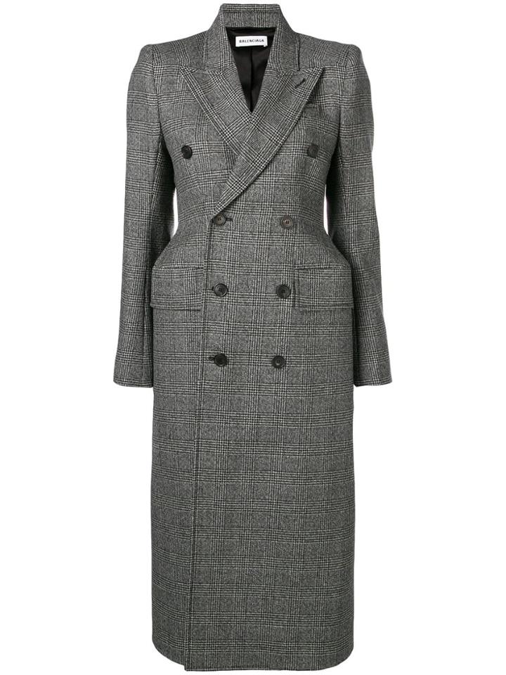 Balenciaga Hourglass Double Breasted Coat - Black