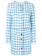 Thom Browne Silk Ribbon Gingham Cardigan Minidress - Blue