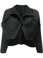 Pleats Please By Issey Miyake - Pleated Cropped Jacket - Women - Polyester - 3, Women's, Black, Polyester