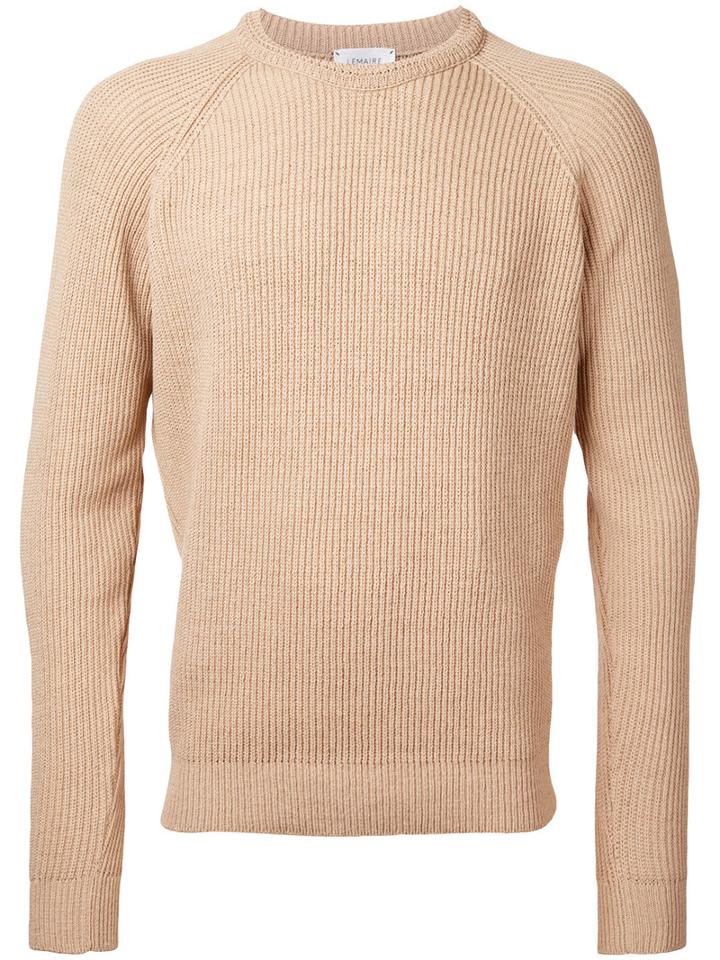 Lemaire Ribbed Trim Jumper, Men's, Size: Small, Brown, Cotton