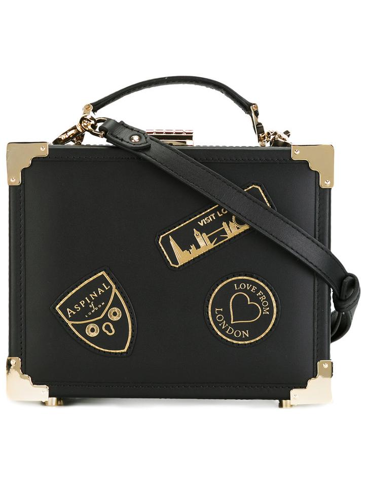 Aspinal Box Bag With Faux-patches, Women's, Black, Leather