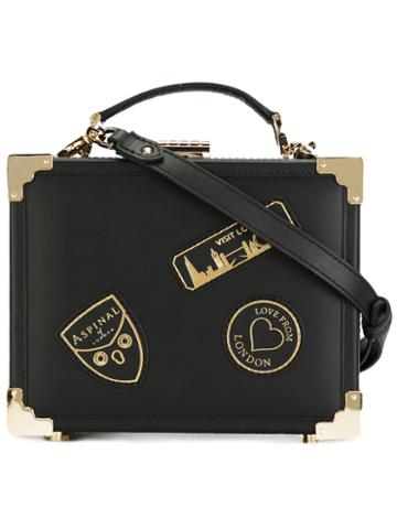 Aspinal Box Bag With Faux-patches, Women's, Black, Leather