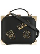 Aspinal Box Bag With Faux-patches, Women's, Black, Leather