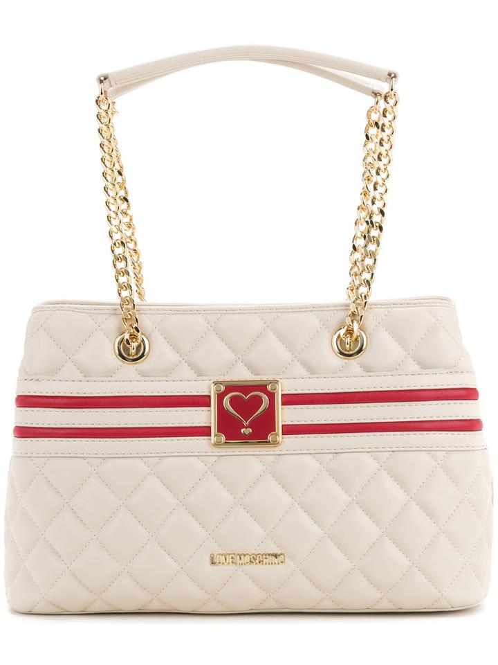 Love Moschino - Quilted Logo Tote - Women - Polyurethane - One Size, White, Polyurethane