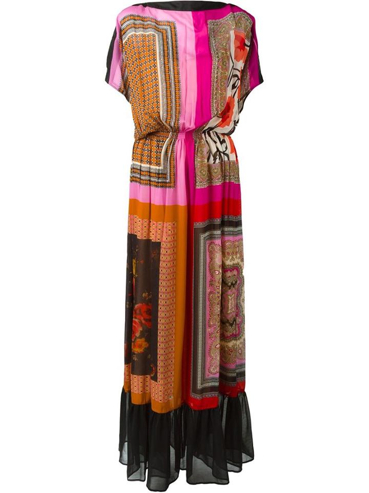 Twin-set Scarf Print Maxi Dress, Women's, Size: Xs, Viscose/cupro/polyester