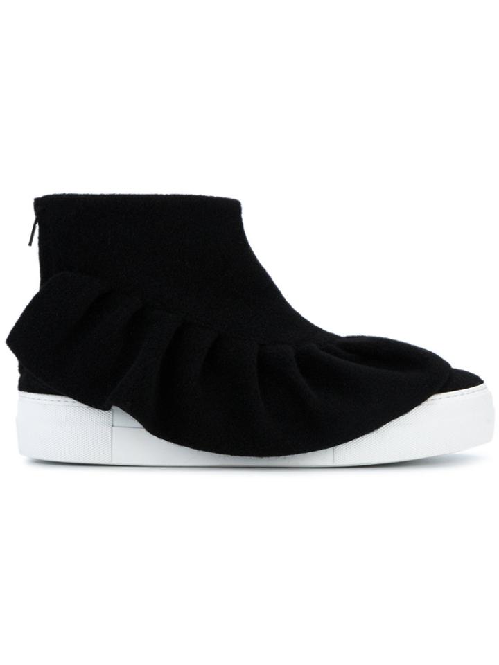 Joshua Sanders Ruched Ruffle Sneakers - Black