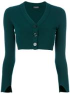 Twin-set Cropped Long-sleeved Cardigan - Green