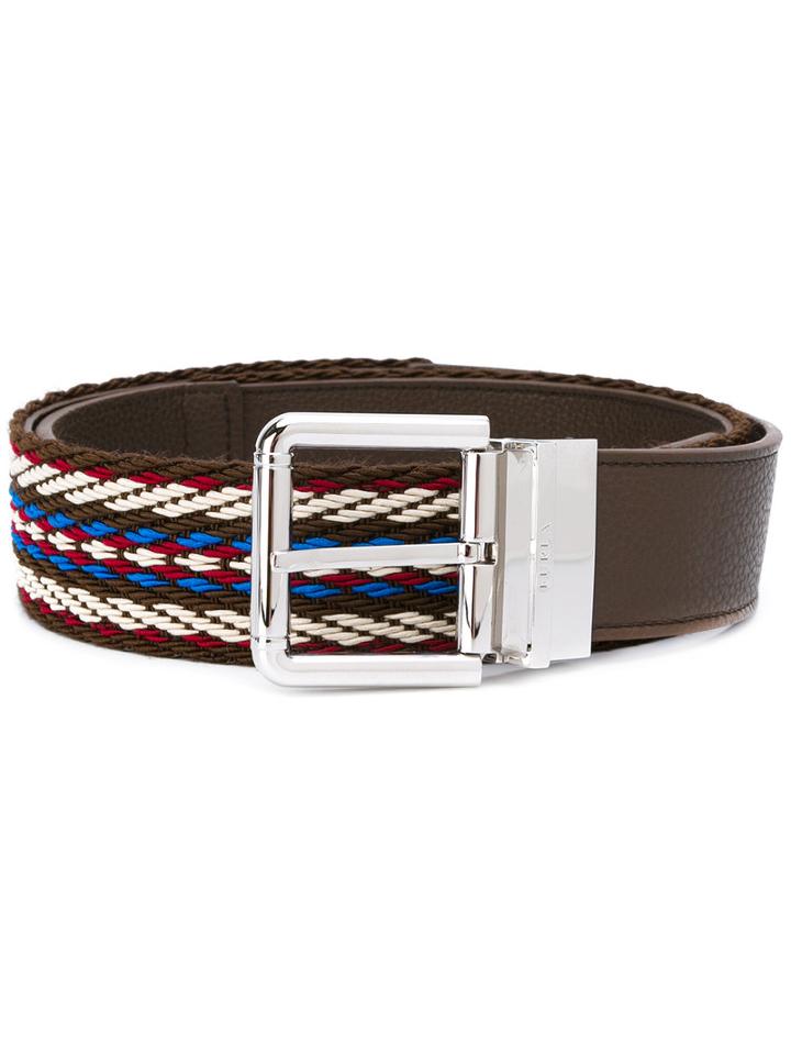 Furla Braided Belt, Men's, Brown, Leather/nylon