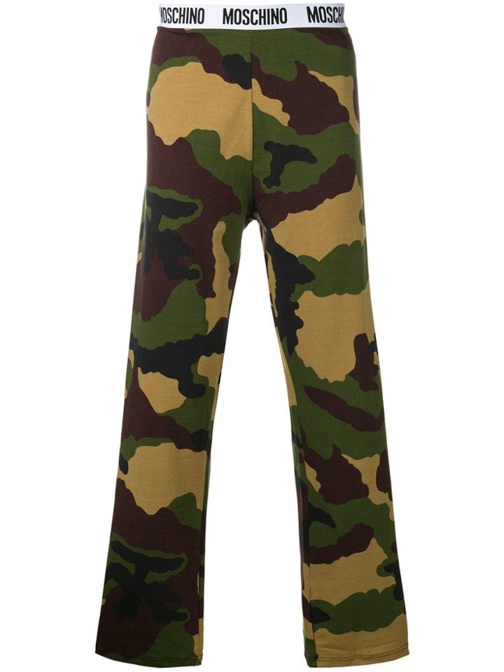 Moschino Logo Waistband Camouflage Track Pants - Green