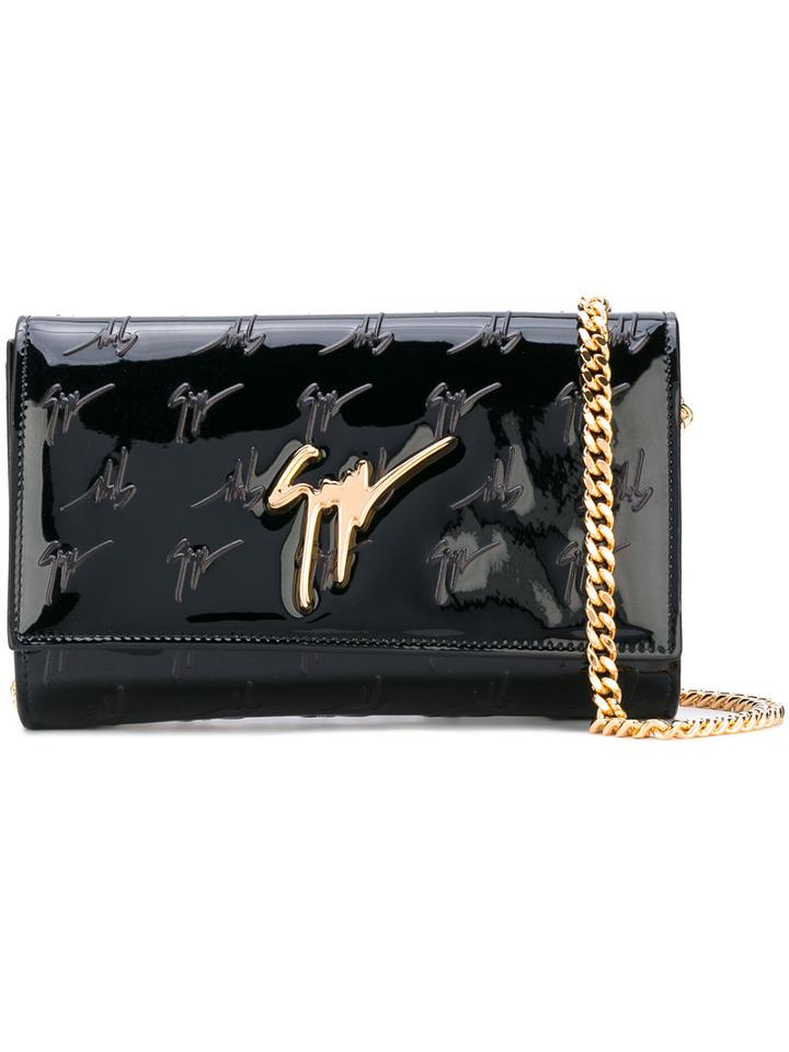 Giuseppe Zanotti Design - Logo Embossed Crossbody Bag - Women - Polyester/polyurethane/metal (other) - One Size, Black, Polyester/polyurethane/metal (other)