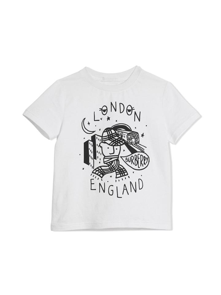 Burberry Kids Night Print Cotton T-shirt - White