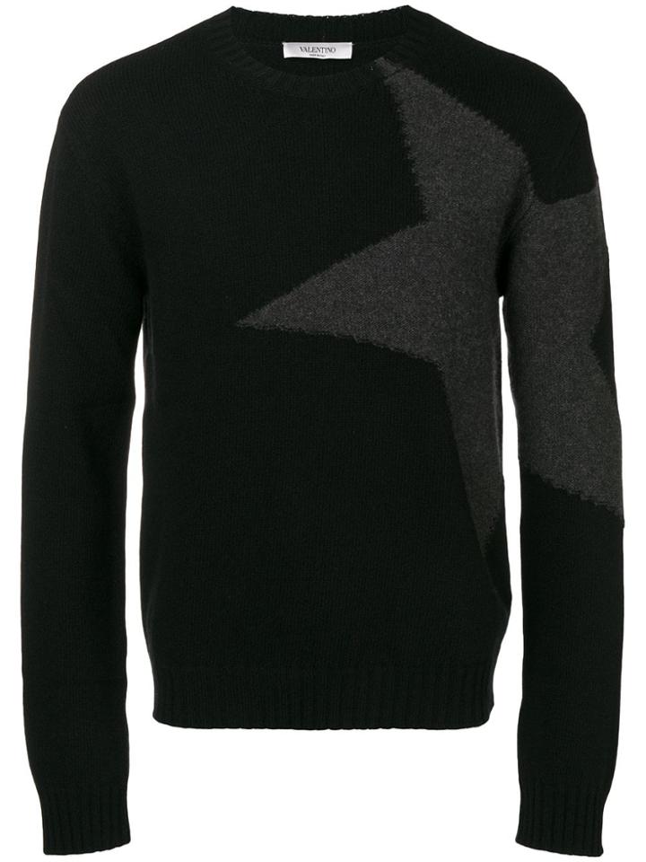 Valentino Star Intarsia Jumper - Black